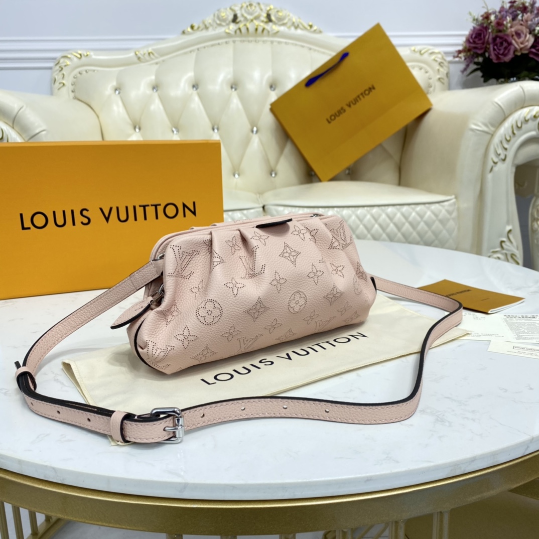 Louis Vuitton SCALA MINI POUCH Handbag Monogram Mahina M80092 Magnolia Pink